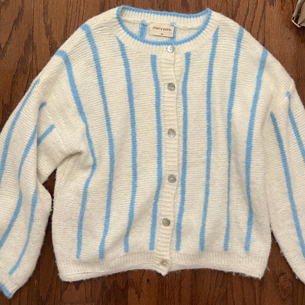 Simons Vertical stripe wool-blend cardigan - Picture 2 of 4